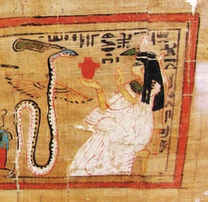 La representación de un corazón con forma de vasija en un papiro egipcio (1300 - 1100 a.C.)