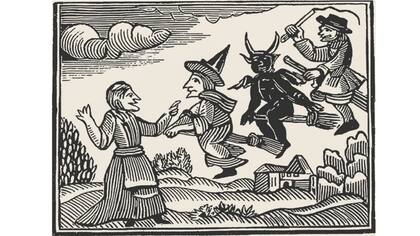 La representación más antigua que se conoce de una bruja con un sombrero puntiagudo negro data de 1693