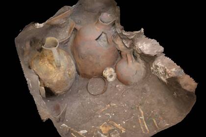 La reproducción en 3D de una tumba hallada en la excavación de Meggido, en el norte de israel