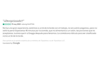 La reseña del sobre el restaurante