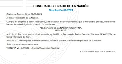 La resolución de Senado sobre la SIDE