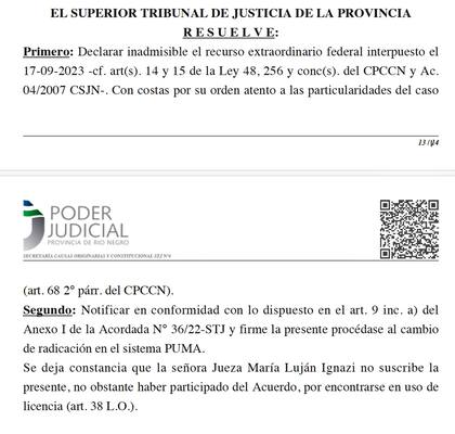 La resolución del Poder Judicial que avaló el camino privado al Lago Escondido