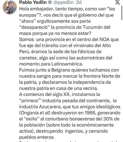 La respuesta de Yedlin