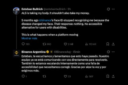 La respuesta de Binance al planteo de Esteban Bullrich