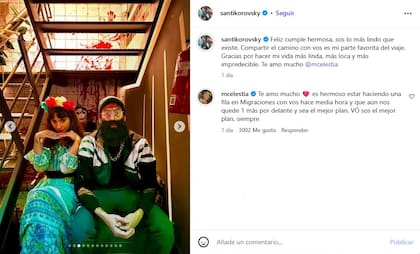 La respuesta de Celeste Cid a la declaración de amor de Santiago Korovsky (Foto: @santikorovsky)