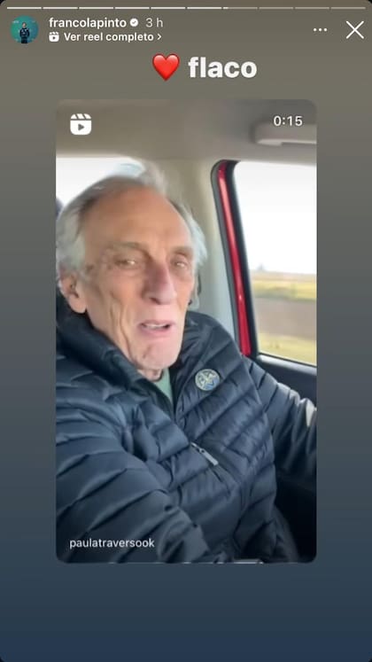 La respuesta de Colapinto al mensaje compartido por Paula, la hija de Juan María Traverso. Foto: captura