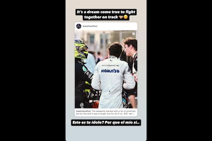 La respuesta de Colapinto al posteo de Lewis Hamilton