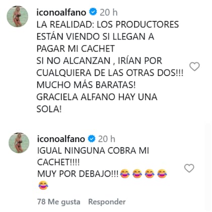 La respuesta de Graciela Alfano al posteo