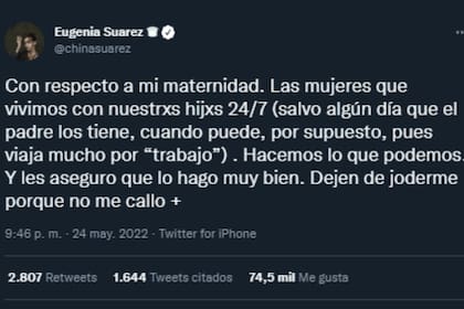 La respuesta de la China Suárez a Yanina Latorre con un palito para Benjamín Vicuña (Foto: Twitter @chinasuarez)