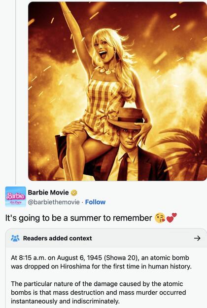 La respuesta de la cuenta oficial de Barbie Movie a uno de los memes