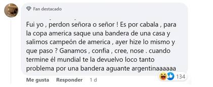 La respuesta de la persona que robó la bandera de Argentina