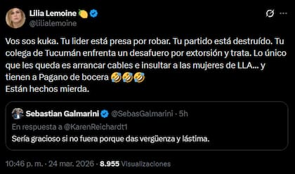 La respuesta de Lilia Lemoine a Sebastián Galmarini