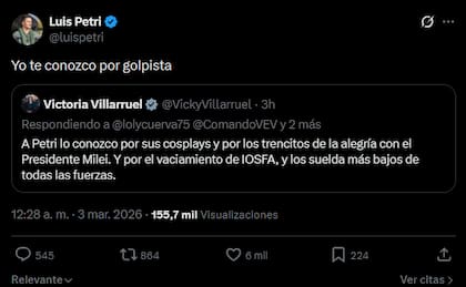 La respuesta de Petri a Villarruel en X