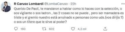 La respuesta de Ricardo Caruso Lombardi a Rodolfo De Paoli