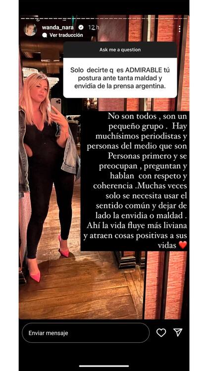 La respuesta de Wanda Nara a sus seguidores 
Foto: captura de pantalla