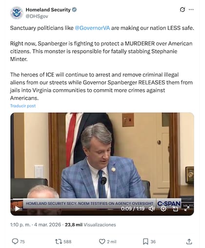 La respuesta del DHS ante la postura en Virginia