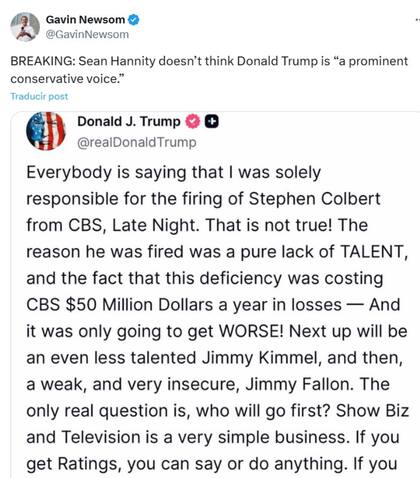 La respuesta del gobernador de California a Hannity