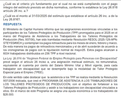 La respuesta del Jefe de Gabinete respecto de las demoras en el pago y el monto