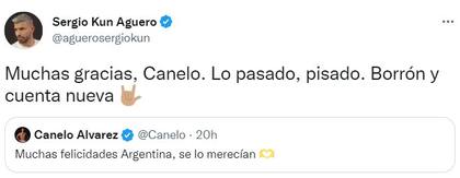 La respuesta del Kun Agüero al tweet de Canelo Álvarez