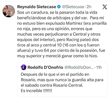 La respuesta del periodista Reynaldo Sietecase a Rodolfo D'Onofrio