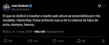 La respuesta en X de Grabois a Milei