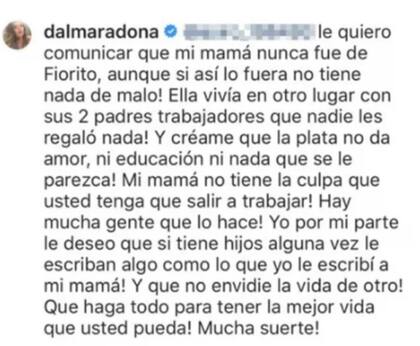 La respuesta final que escribió Dalma Maradona