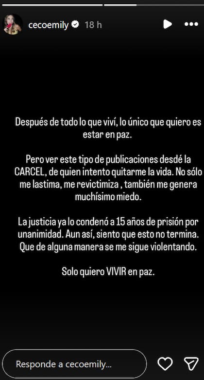 La respuesta que dio Emily Ceco tras la reacción de Martínez en su cuenta de Instagram