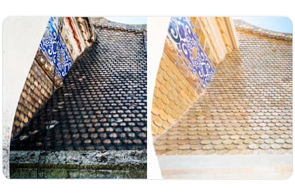 La restauración de las tejas del techo