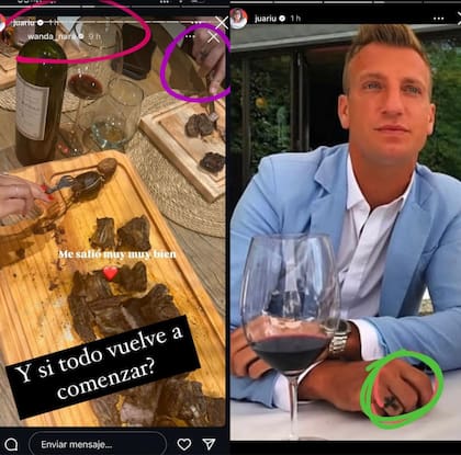 La reunión de Wanda Nara y Maxi López (Foto: Instagram @juariu)