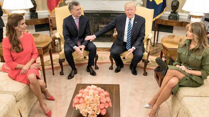 Macri y su par de EE.UU, con Juliana Awada y Melania Trump, en su encuentro de abril de 2017