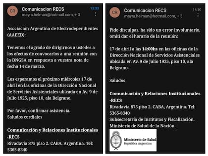 La reunión que la Asociación Argentina de Electrodependientes tenía en el Ministerio de Salud y que finalmente fue cancelada