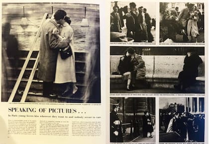 La revista Life publicó en junio 1950, la famosa imagen tomada por Robert Doisneau, en la segunda página, arriba a la izquierda.