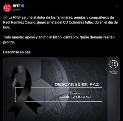 La RFEF se sumó a las condolencias