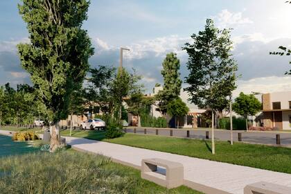 La Ribera Pueblo, otra urbanización abierta del Grupo que prevé espacios para Escuela, Museo, Anfiteatro y Comisaría.