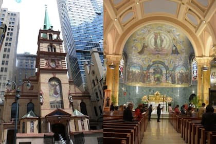 La rosa bañada en oro formaba parte de un tributo dentro de la iglesia, conocida por su comunidad franciscana en el corazón de Manhattan (Foto Stfrancisnyc.org)