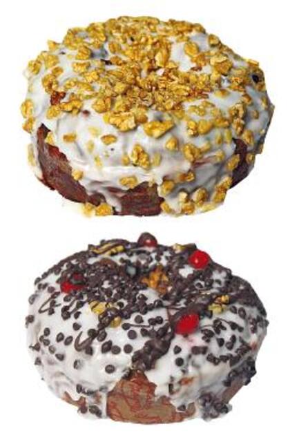 La rosca Vienesa (arriba) y la rosca Real (abajo), del restaurante español Plaza Mayor