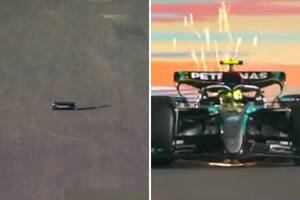 La rotura del espejo retrovisor de Alex Albon provocó que Lewis Hamilton y Carlos Sainz pincharan neumáticos