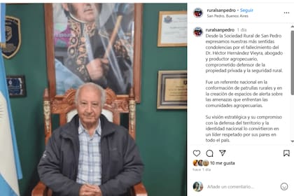 La Rural de San Pedro lo despidió en las redes sociales