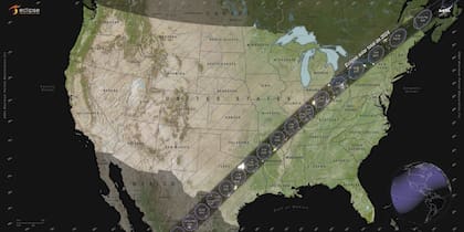 La ruta del eclipse solar que tendrá lugar el 8 de abril en América del Norte