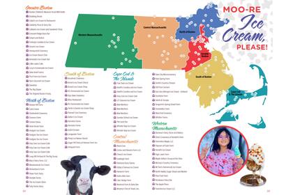 La Ruta del Helado de Massachusetts incluye a 105 tiendas y puestos ubicados en seis regiones del estado, y en cada una de ellas se utiliza leche producida localmente.