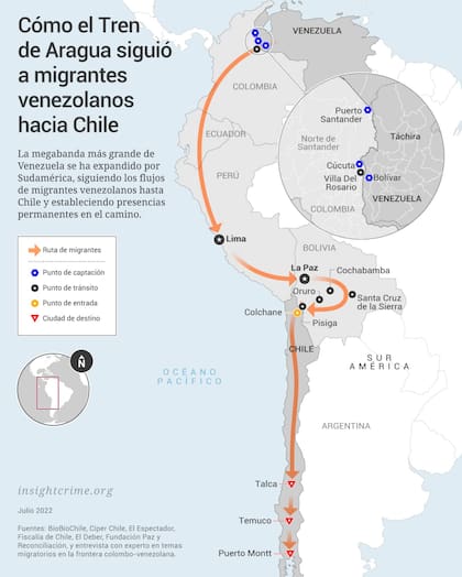 La ruta del Tren de Aragua hacia Chile