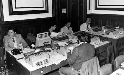 La sala de prensa de Tribunales durante el Juicio a las Juntas