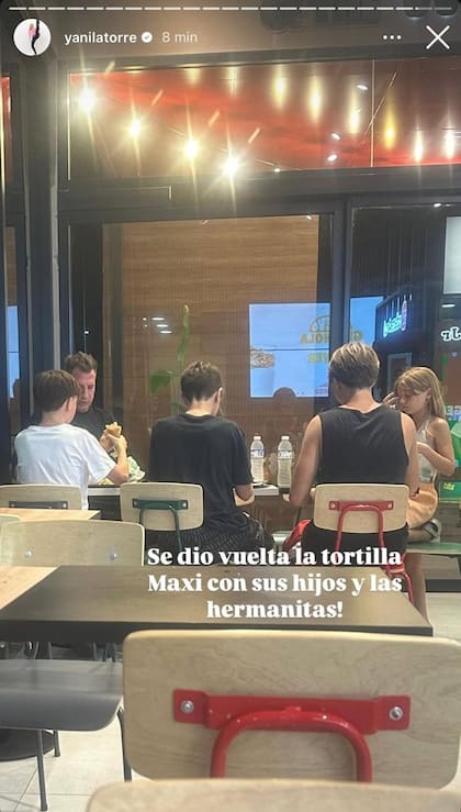 La salida de Maxi López con Valentino, Constantino, Benedicto, Francesca e Isabella (Foto: Instagram @yanilatorre)