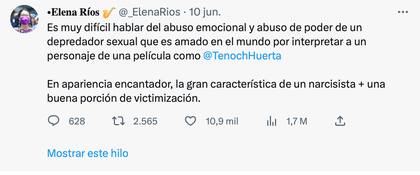 La saxofonista y activista María Elena Ríos acusó a Tenoch Huerta