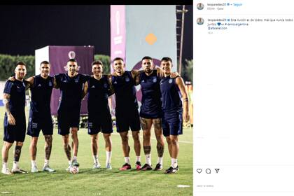 La scaloneta lista para enfrentar a Países Bajos (Foto: Instagram @leoparedes20)