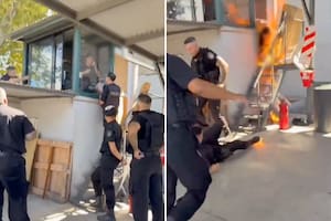 Investigan al policía que disparó su Taser sobre el hombre que se roció con nafta y terminó prendido fuego