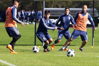 La selección argentina en Ezeiza