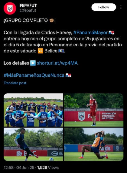 La selección de Panamá completo su esquema de jugadores convocados con Carlos Harvey. X @fepafut