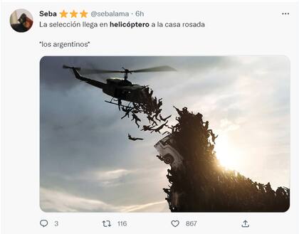 La selección finalizó la caravana en helicóptero y estallaron los memes