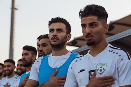 La selección masculina de Afganistán durante un partido amistoso frente a Indonesia, en Turquía, el 15 de noviembre de 2021